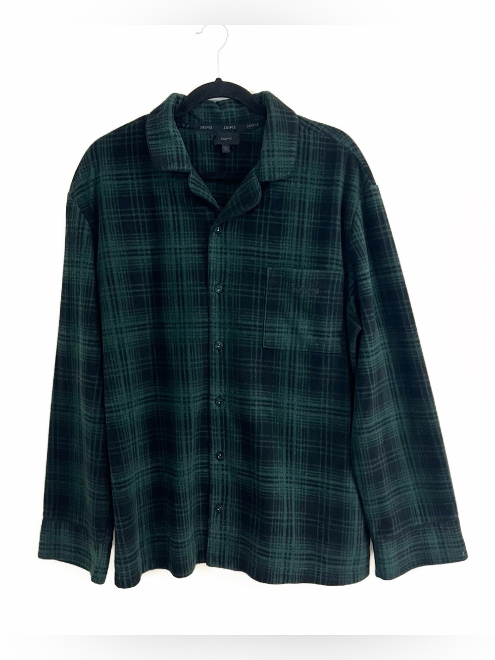 Skims Plaid Flannel Long Sleeve Sleep Pajama Top Green Size Large